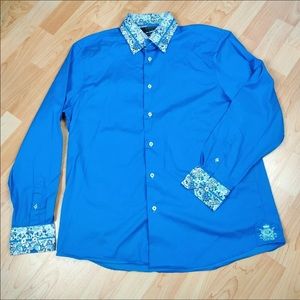Coogi Luxe Stretch Collection Blue Shirt 17.5 XL